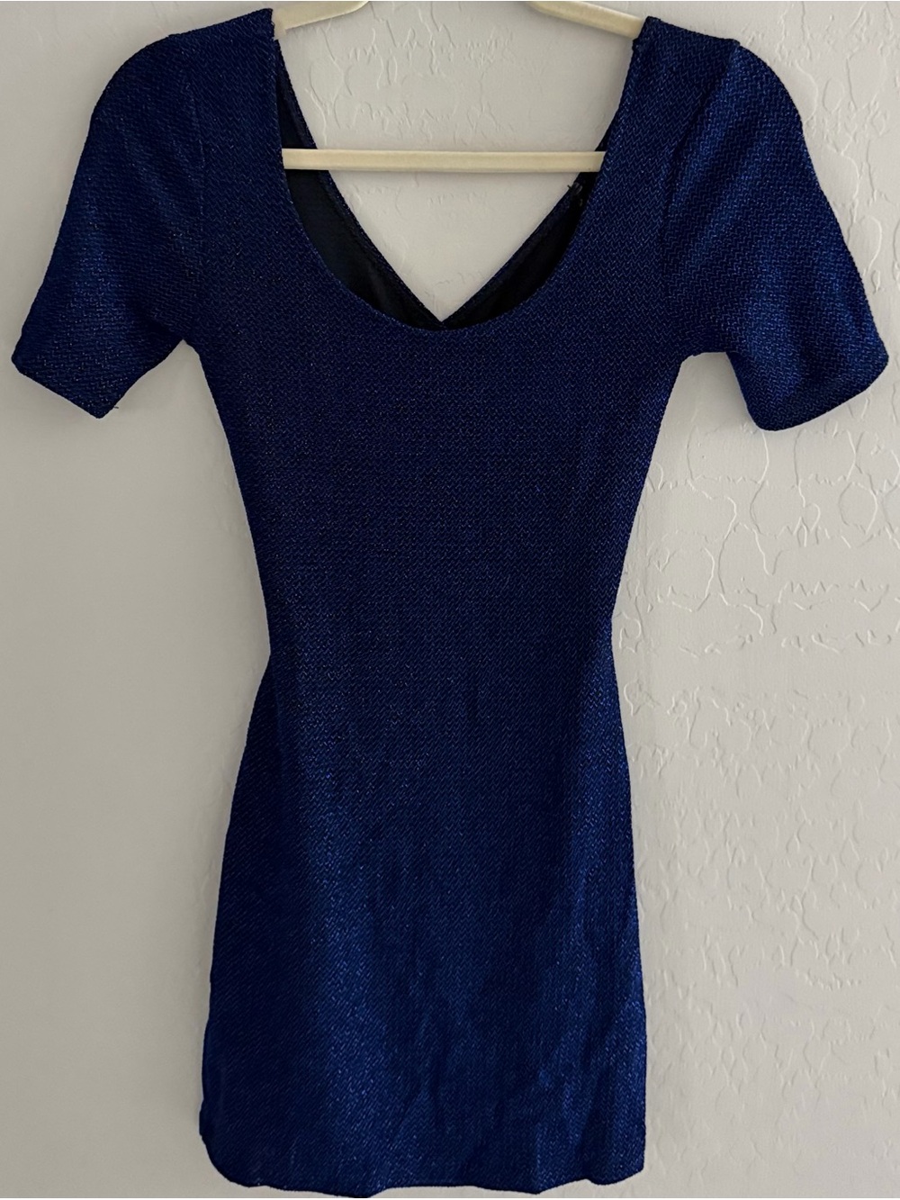 Deep Navy Short Sleeve Scoop Back Dress